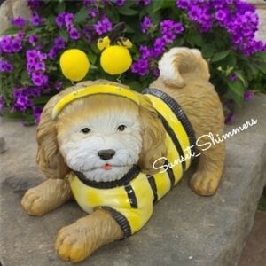 DOG In Honey bee Bumblebee Costume Resin Statue Spring Summer Fall Decor New